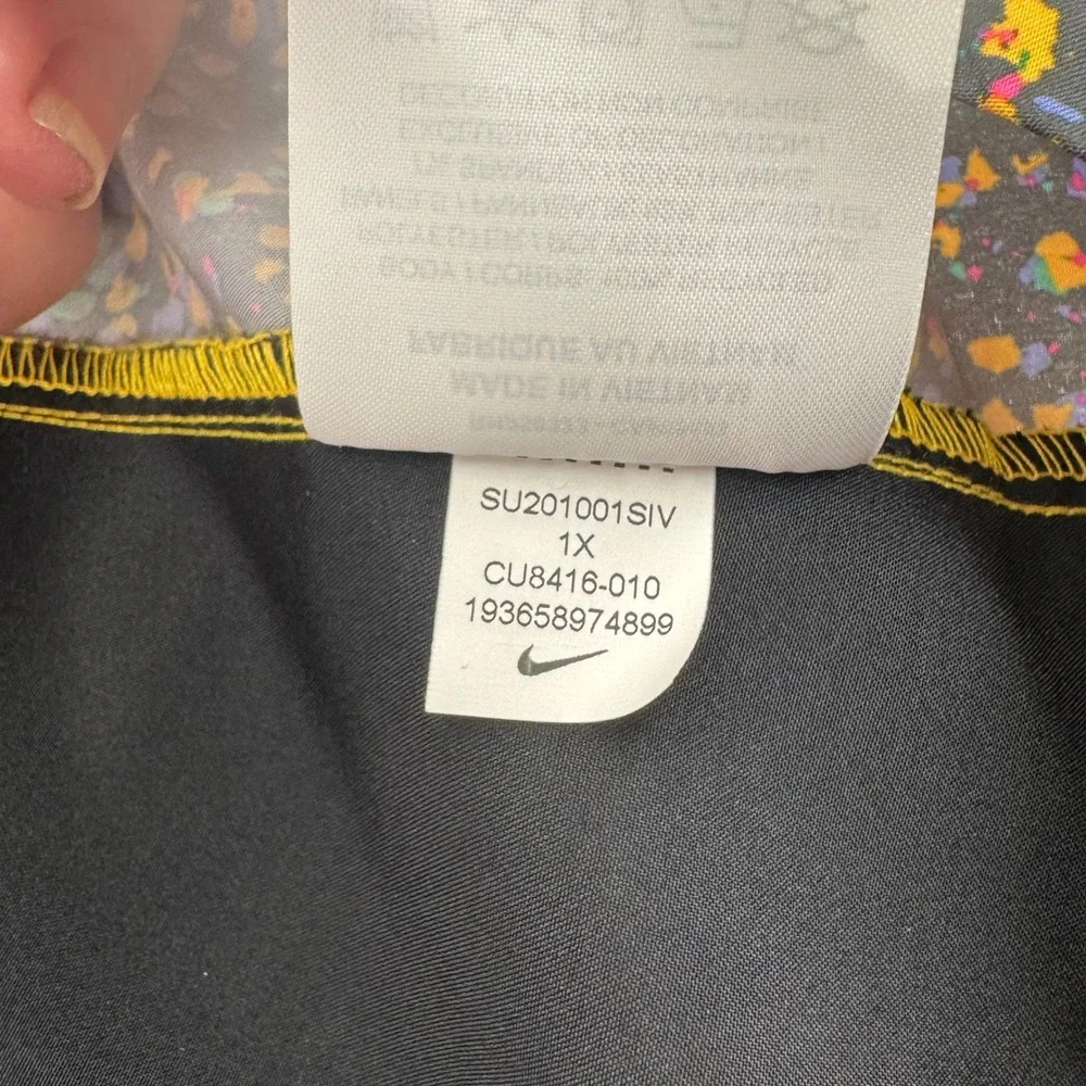 Nike Running Jacket Womens 1X Black Multi Color Paint Splatter Mesh Windbreaker